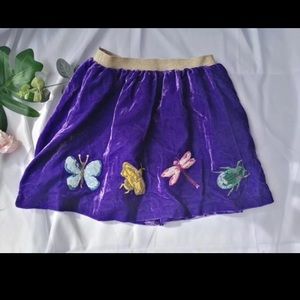 Boden Purple Velvet Bugs Skirt